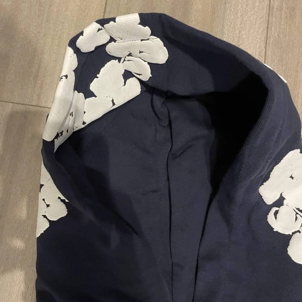 Large Navy Denim Tears Hoodie